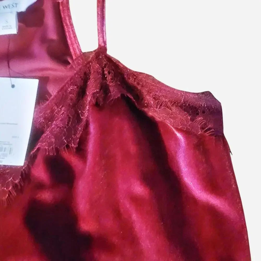 Nine West laced burgandy vneck tank top - Picture 3 of 7